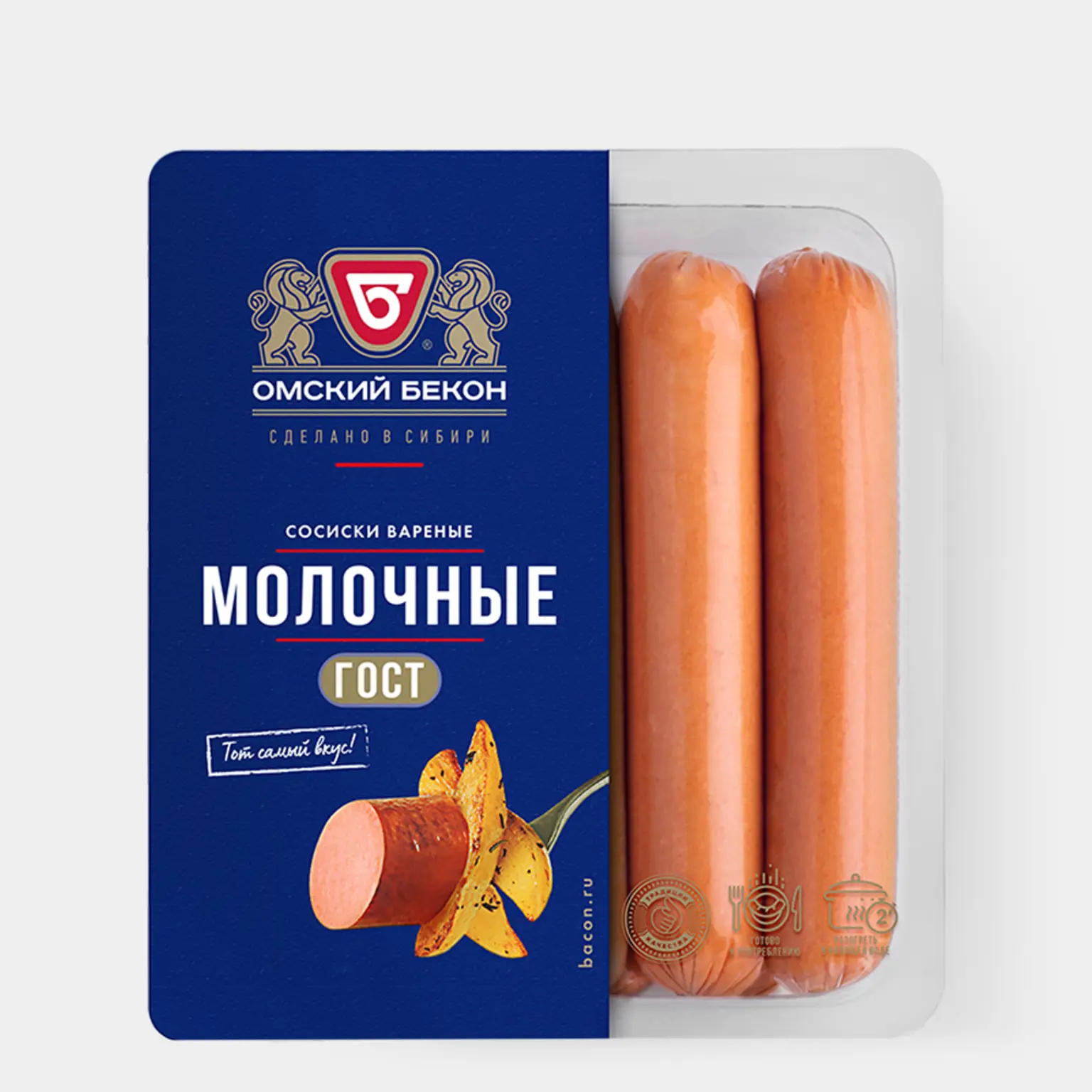 

Сосиски Омский Бекон молочные ГОСТ 480 г