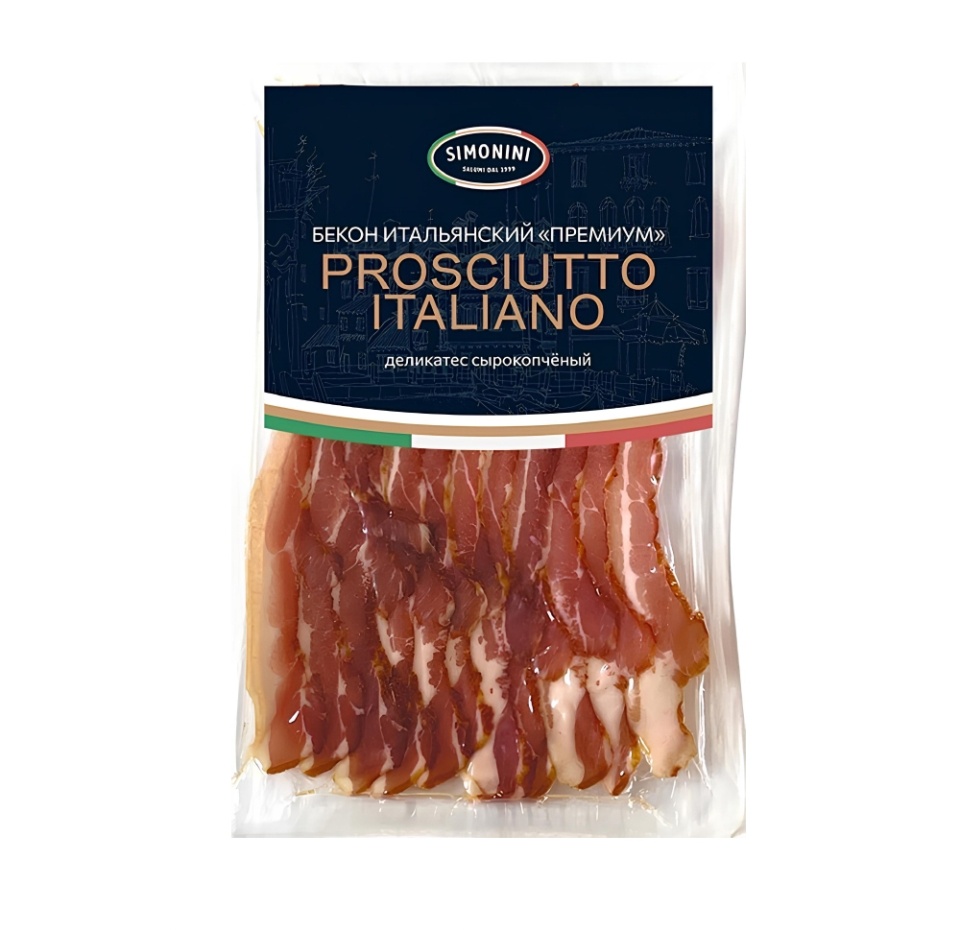 

Бекон Simonini Итальянский премиум нарезка 200 г, Россия