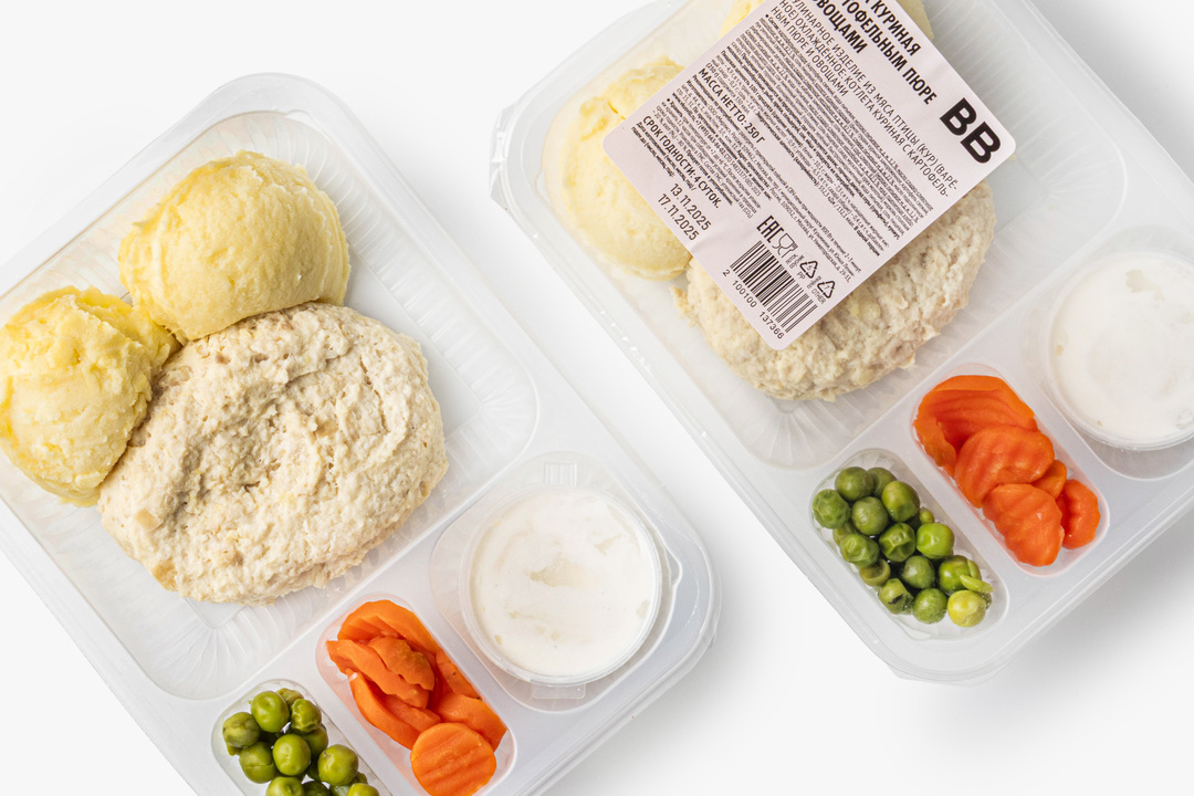 

Котлета куриная с картофельным пюре и овощами Вкусвилл 250 г