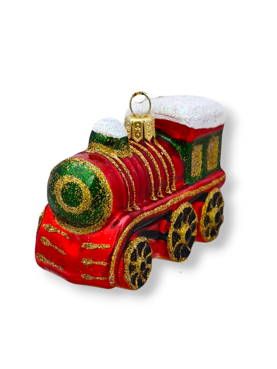 

Игрушка для ёлки Ленигрушка Паровоз стеклянная 12 см