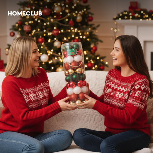 

Набор шаров Homeclub 5.5 см пластик красный, золотой, зеленый 50 шт.