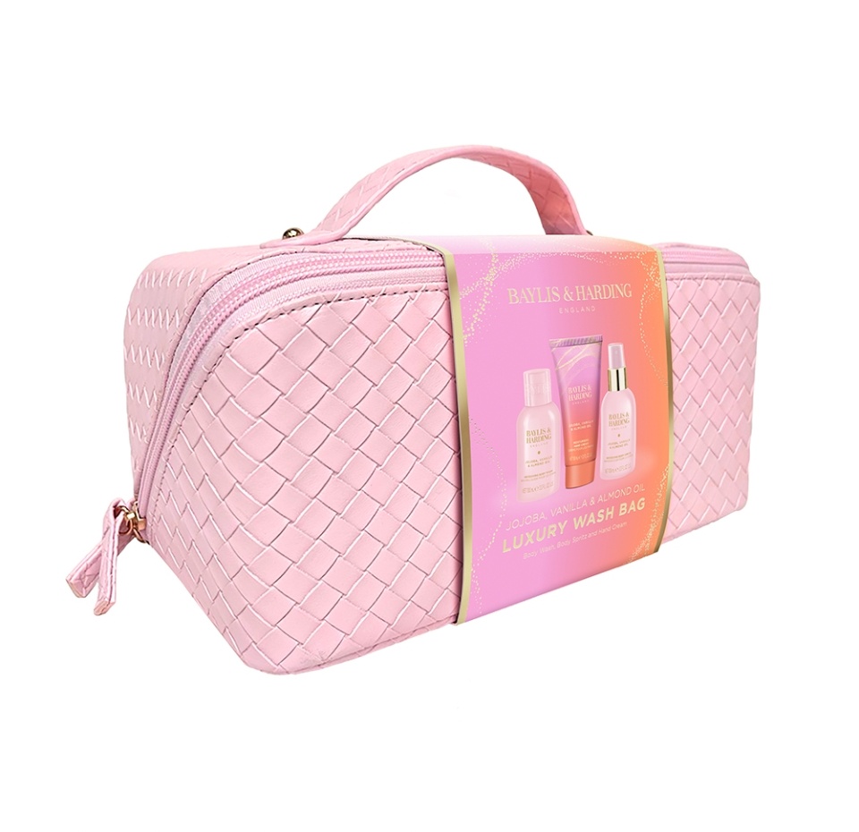 

Подарочный набор Baylis&Harding Luxury Wash Bag Jojoba Vanilla & Almond Oil: гель для душа 100 мл, крем для рук 100 мл, спрей для тела 100 мл