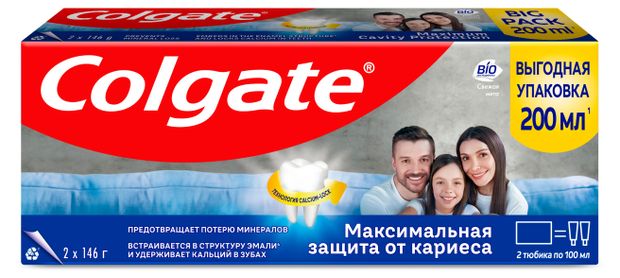 

Зубная паста Colgate Максимальная защита от кариеса Свежая мята 2 шт. х 100 мл