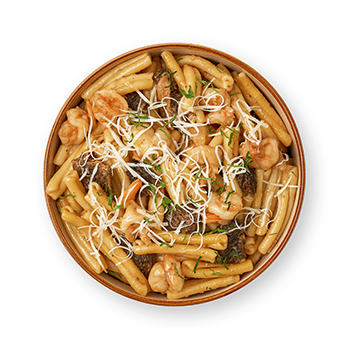 

Паста Казаречче с креветками и сморчками вес