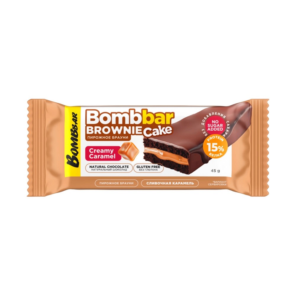 

Пирожное протеиновое BombBar Brownie Брауни Сливочная карамель без сахара 45 г