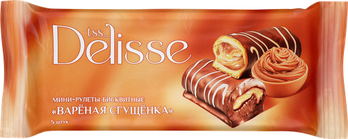 

Мини-рулеты бисквитные Delisse Вареная сгущенка 5 шт. 175 г