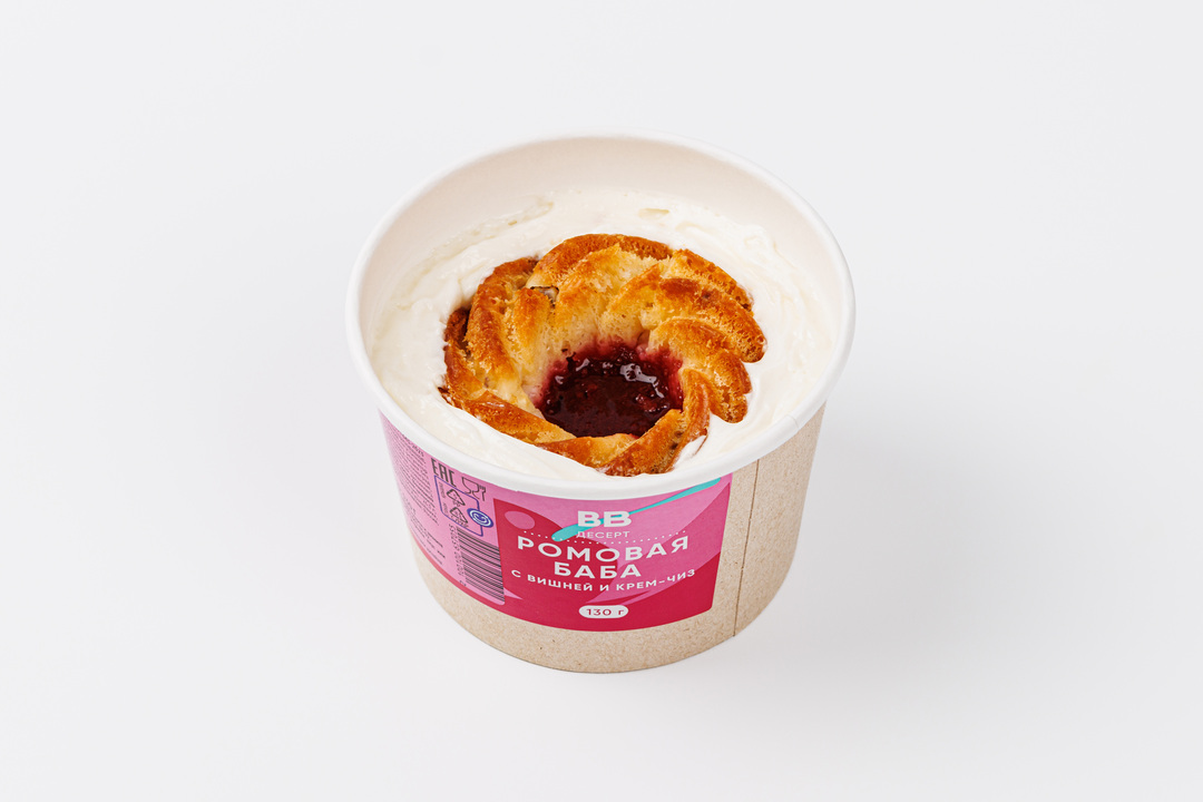 

Десерт ВкусВилл Ромовая баба с вишней и крем-чиз 130 г