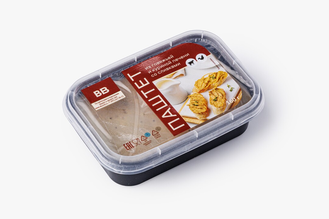 

Паштет из говяжьей и куриной печени со сливками 160 г