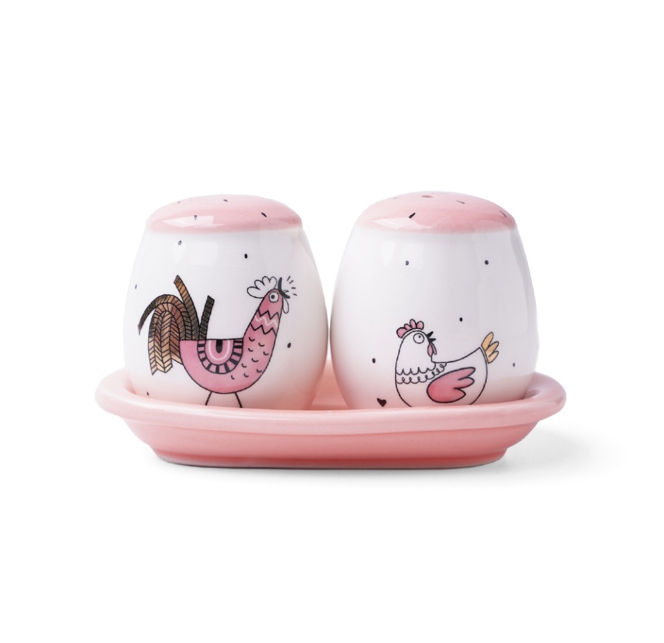 

Набор солонка и перечница Петух и курочка на подставке 2 шт.