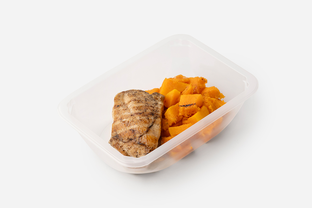 

Кусочки пряной тыквы ВкусВилл с куриной грудкой су-вид 190 г