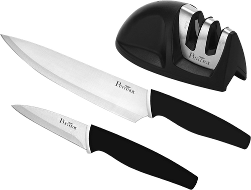 

Набор ножей Pintinox: нож для фруктов и овощей 9 см, нож поварской 20 см, точилка