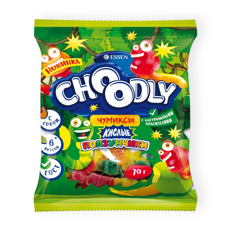 

Мармелад Essen Choodly Кислые ползунчики 70 г