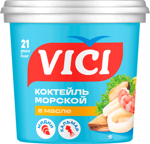 

Коктейль из морепродуктов Vici Морской в масле, 360 г