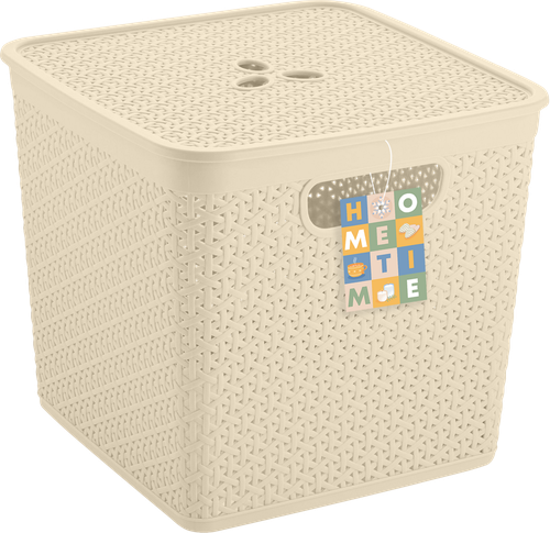 

Корзина для хранения KEEPLEX Rattan 31х31х28см, со съемной крышкой, квадратная, 21л, Арт. KL1305БЖ-Л