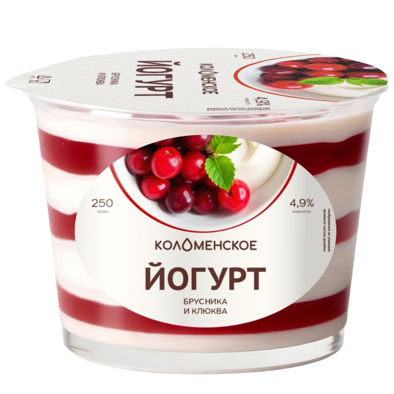 

Йогурт Коломенское Брусника-клюква 4.9% 250 г