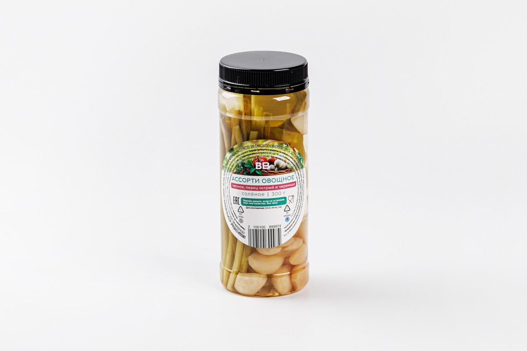 

Ассорти овощное солёное ВкусВилл Чеснок, перец острый и черемша 300 г