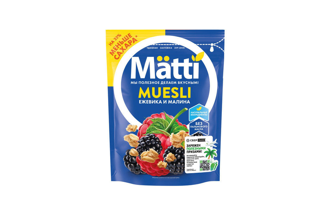 

Мюсли Matti с ежевикой и малиной 250 г