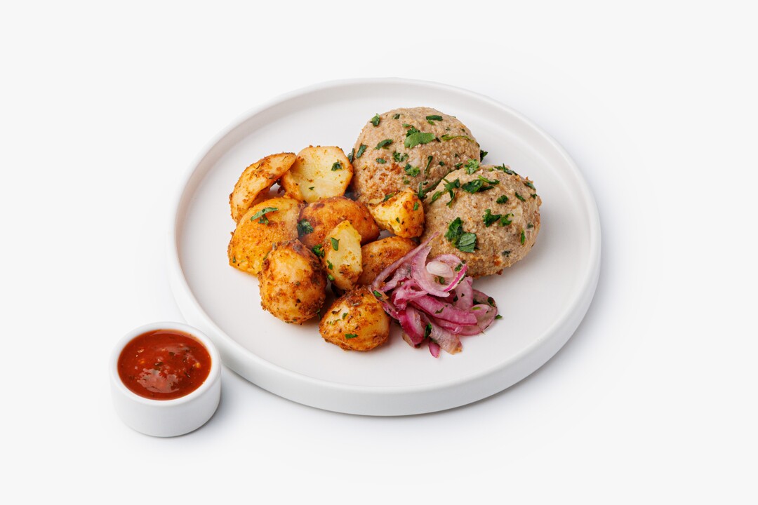 

Котлеты ВкусВилл из свинины и говядины с картофелем и томатным соусом 270 г