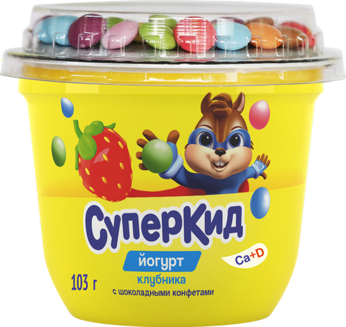 

Йогурт густой Савушкин СуперКид клубника и шоколадные конфеты 2% 103 г