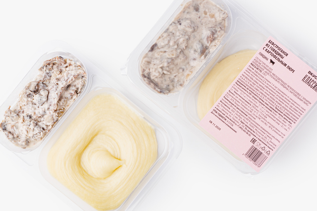 

Бефстроганов ВкусВилл из говядины с картофельным пюре 230 г