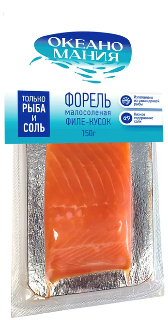 

Форель Океаномания филе-кусок малосоленая 150 г