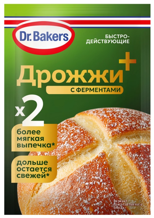 

Дрожжи Dr.Bakers хлебопекарные сухие быстродействующие с ферментами 8 г