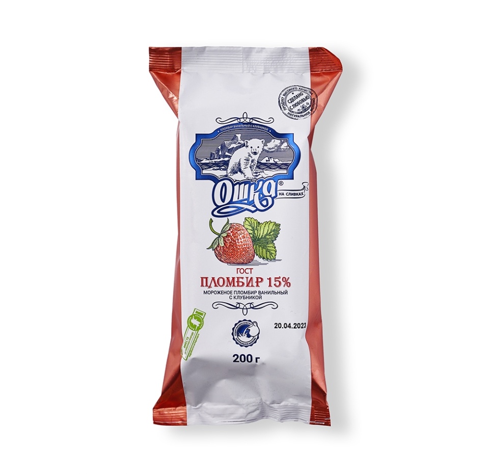 

Мороженое Сытный край Ошка с клубникой, брикет 200 г