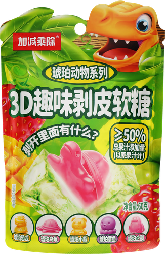 

Конфеты желейные Динозавр с фруктовым соком клубника манго виноград яблоко 60 г