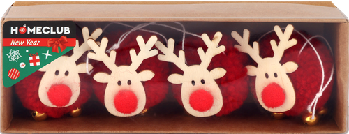

Набор украшений Homeclub Олени с красным носом красные 5 см 4 шт.