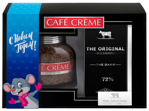 

Набор подарочный Cafe creme Swiss Original Cafe Кофе растворимый сублимированный 100 г, горький шоколад 100 г