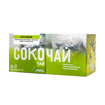 

Чай зеленый BeFruitbe пропитанный соком имбиря, с кусочками имбиря и лемонграссом, пакетированный 50 г