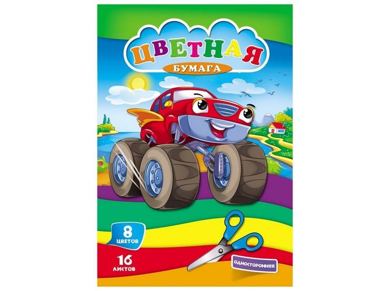 

Бумага Profit Цветная 16 листов 8 цветов односторонняя