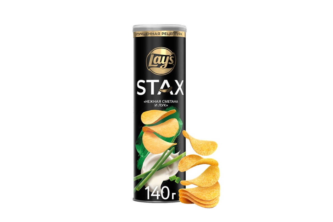 

Картофельные чипсы Lay's Stax Нежная сметана и лук 140 г дизайн упаковки в ассортименте