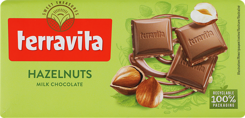 Шоколад Terravita Chocolate Hazelnuts фундук 100 г