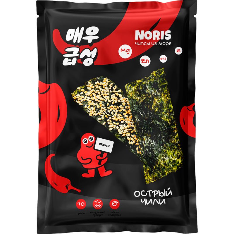 

Чипсы Noris Острый Чили нори с кунжутом 10 г
