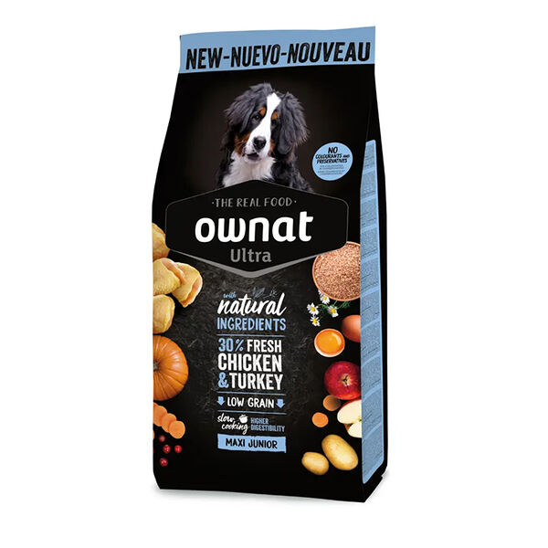 Сухой корм Ownat Maxi Junior Ultra для щенков крупных пород с курицей и индейкой 12 кг