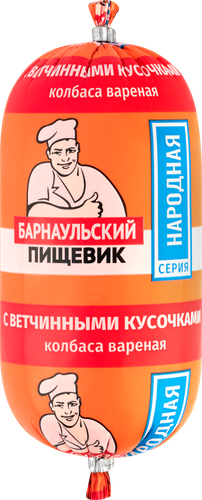 

Колбаса Барнаульский Пищевик вареная с ветчинными кусочками 380 г