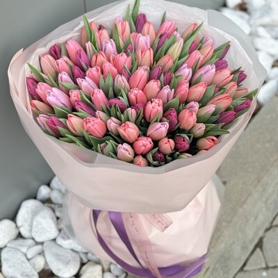 Букет Любовное письмо из 101 микса тюльпанов