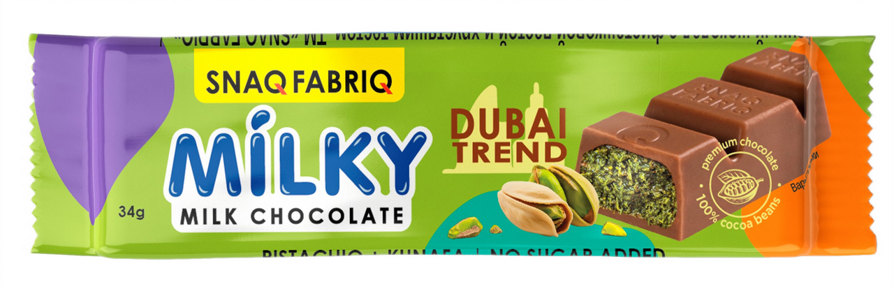 

Шоколад Snaq Fabriq Milky с фисташковой пастой и хрустящим тестом без сахара 34 г