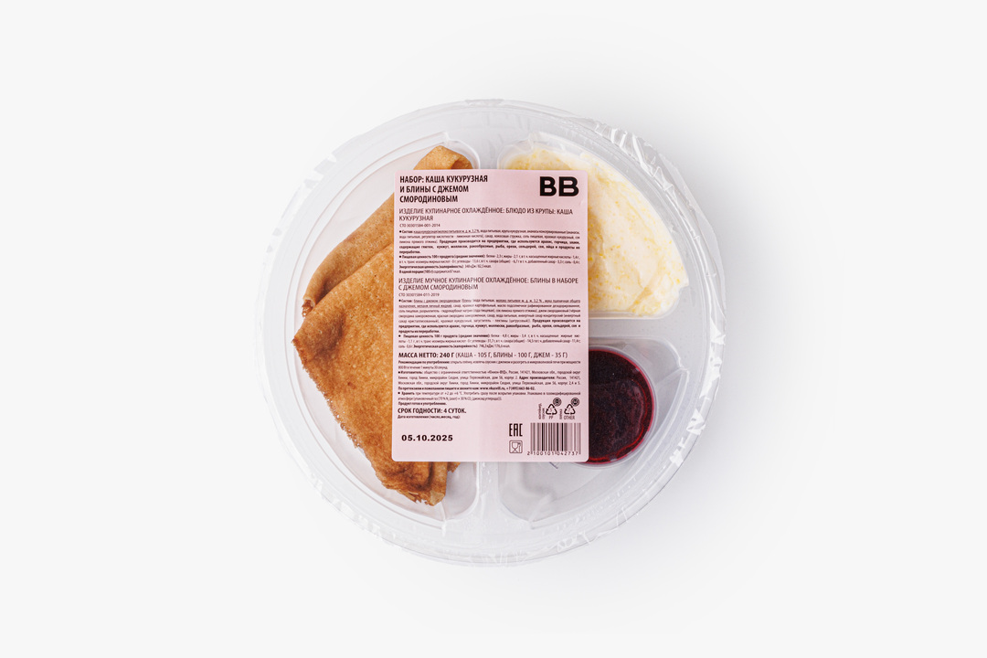 

Набор ВкусВилл каша кукурузная и блины с джемом смородиновым 240 г