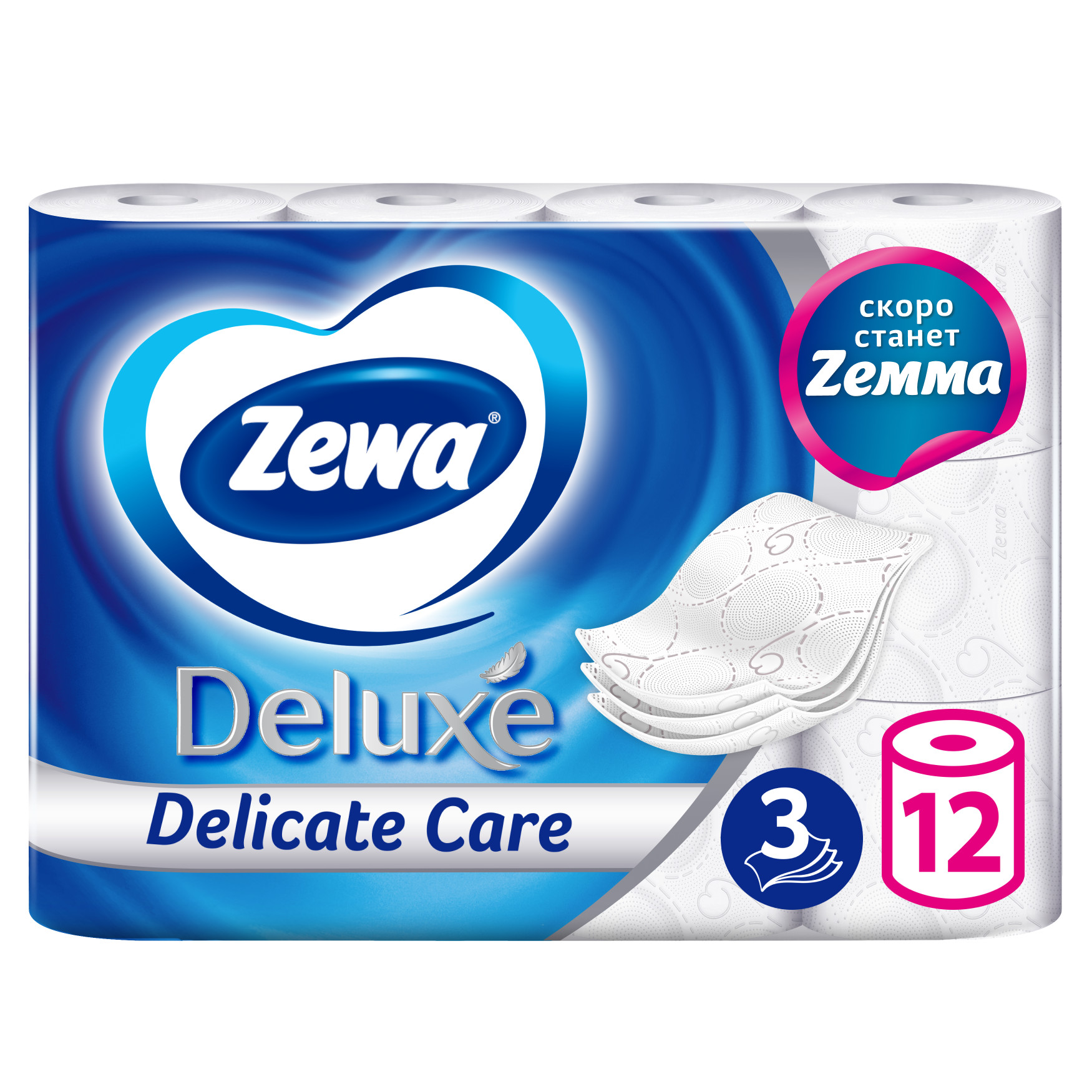 

Туалетная бумага Zewa Deluxe Без аромата 3 слоя 12 рулонов