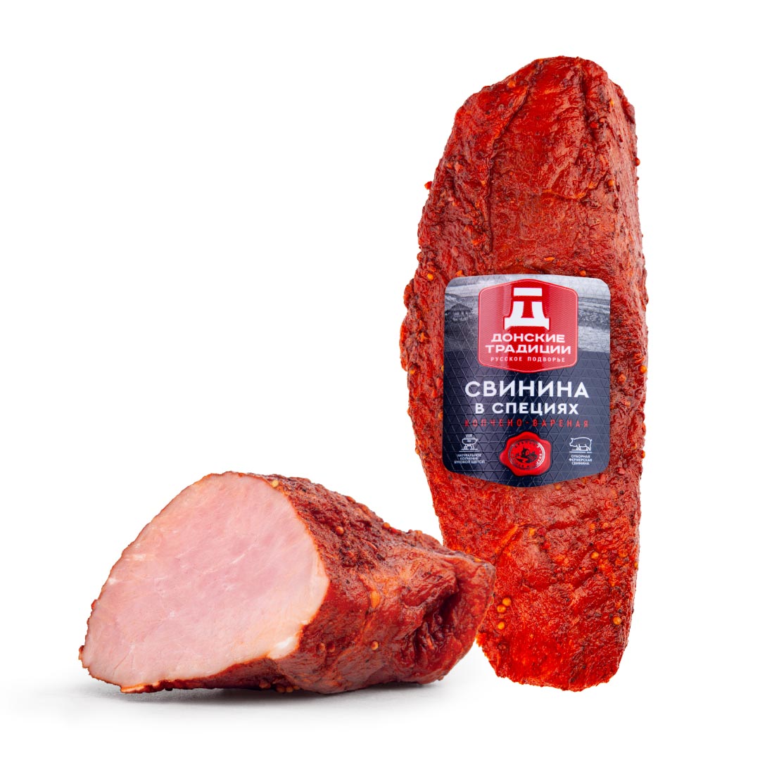 

Свинина Донские Традиции в специях копчено-вареная вес