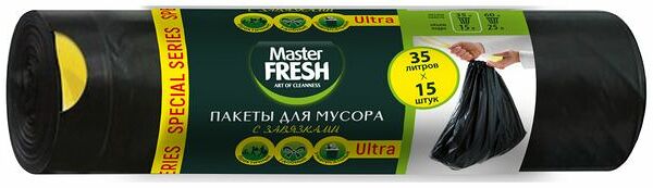 Пакеты для мусора Master Fresh Special Series Ultra черные 35 л 15 шт