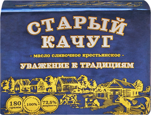 

Масло сливочное СТАРЫЙ КАЧУГ Крестьянское несоленое высший сорт 72,5%, без змж