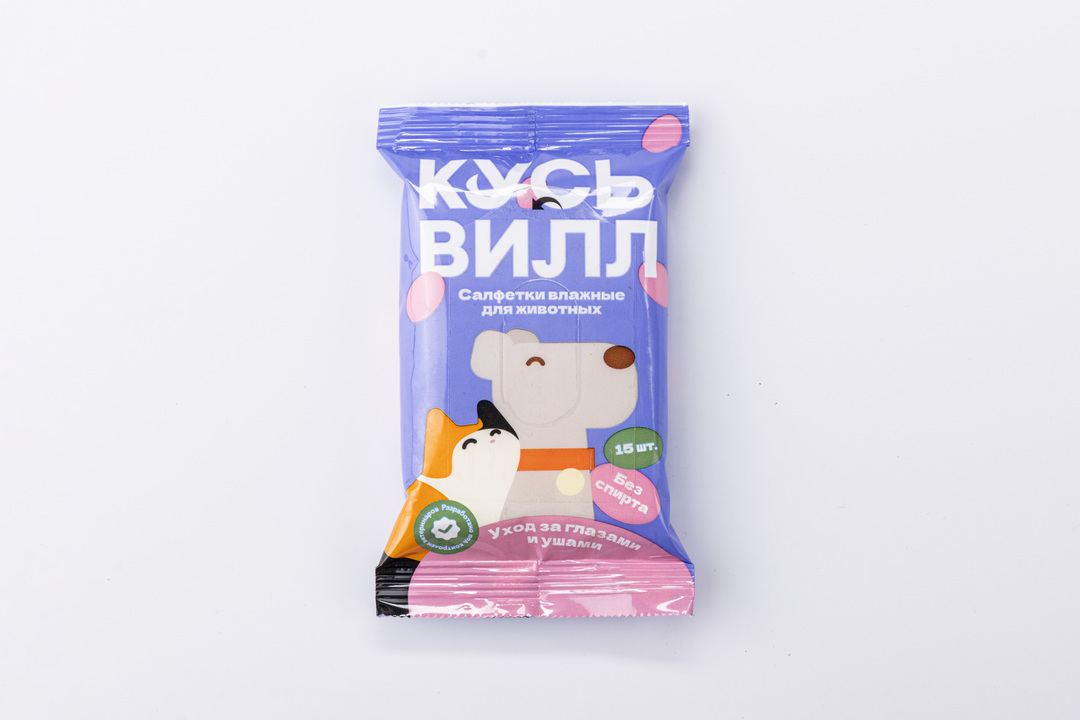 

Салфетки влажные для животных Кусьвилл Уход за глазами и ушами 15 шт