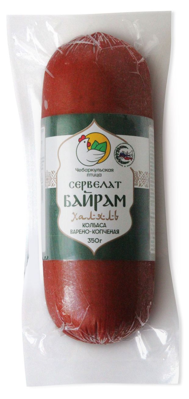 

Колбаса варено-копченая Чебаркульская птица Сервелат Байрам Халяль 350 г