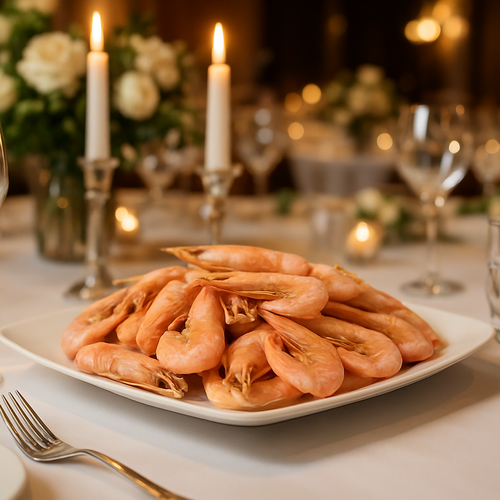 

Креветки Королевские в панцире с головой варено-мороженые вес