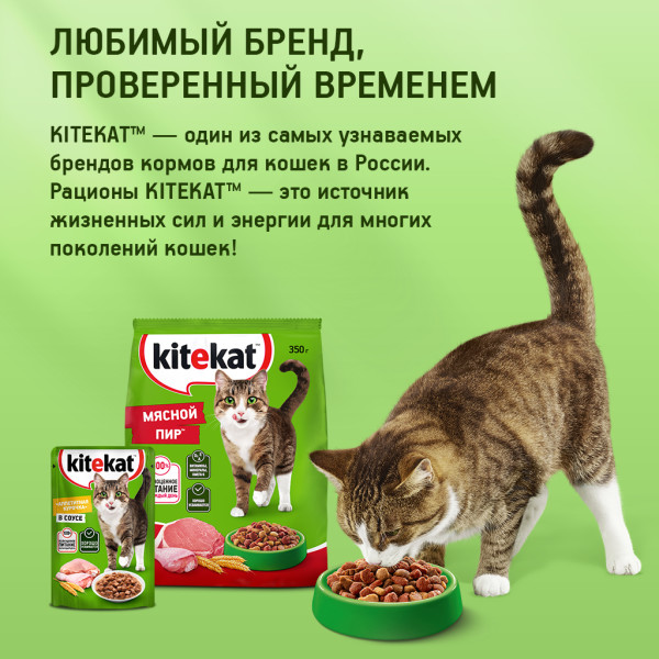 

Влажный корм для кошек Kitekat аппетитная курочка в соусе пауч 85 г