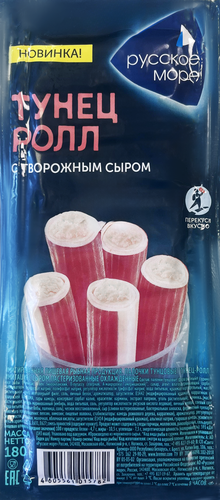 

Тунцовые палочки Русское море Тунец-ролл имитация с сыром охлажденные 180 г