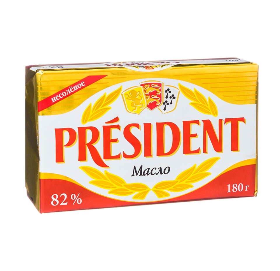

Масло кислосливочное President несолёное 82% 180 г